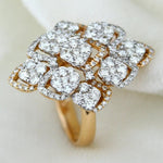 Load image into Gallery viewer, Cocktail Halo Diamond Ring, 14k Solid Gold, Natural Diamonds, Cluster Set Wedding Ring, Illusion Setting, Statement Jewelry, Gift For Her