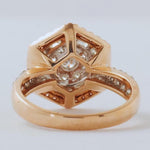 Load image into Gallery viewer, Hexagonal Halo Diamond Ring, 14k Solid Gold, Natural Diamonds, Cocktail Cluster Ring, Statement Bridal Jewelry, Geometric Ring, Gift For Her