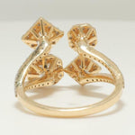 Load image into Gallery viewer, Diamond Open Cuff Ring, 14K Solid Gold, Quad Princess Cut Natural Diamonds, Halo Statement Ring, Proposal Cocktail Jewelry, Gift For Her