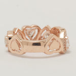 Load image into Gallery viewer, Halo Heart Diamond Eternity Ring, 14K Solid Gold, Cocktail Ring, Heart & Round Natural Diamonds, Wedding Band, Statement Band, Gift for Her