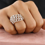 Load image into Gallery viewer, Marquise Diamond Wave Lines Band, Dual Tone Ring, 14K Solid Gold, Natural Diamonds, Statement Cocktail Band, Cluster Ring, Gift For Her