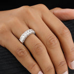 Load image into Gallery viewer, Emerald Cut Diamond Eternity Band, 14k Solid Gold, Natural Diamonds, Half Eternity Promise Ring, Wedding Band, Stackable Ring, Gift For Her