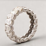 Load image into Gallery viewer, Emerald Cut Diamond Eternity Band, 14k Solid Gold, Natural Diamonds, Half Eternity Promise Ring, Wedding Band, Stackable Ring, Gift For Her