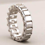 Load image into Gallery viewer, Emerald Cut Diamond Eternity Band, 14k Solid Gold, Natural Diamonds, Half Eternity Promise Ring, Wedding Band, Stackable Ring, Gift For Her