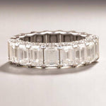 Load image into Gallery viewer, Emerald Cut Diamond Eternity Band, 14k Solid Gold, Natural Diamonds, Half Eternity Promise Ring, Wedding Band, Stackable Ring, Gift For Her