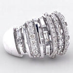 Load image into Gallery viewer, Dome Band Diamond Ring, 14k Solid Gold Ring, Baguette and Round Natural Diamonds, Half Eternity Band, Wide Cocktail Ring, Gift For Her