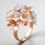 Load image into Gallery viewer, Flower Bunch Dual Tone Ring, 14k Solid Gold, Natural Diamonds, Gold Petals Flower Ring, Cocktail Ring, Floral Cluster Jewelry, Gift for her