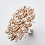 Load image into Gallery viewer, Pear & Marquise leaves Diamond Ring, 14k Solid Gold, Natural Diamonds, Cocktail Halo Ring, Two Toned Cluster Statement Ring, Gift for her