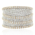 Load image into Gallery viewer, Wide Eternity Band, 14k Solid Gold, Bold Statement Cocktail Band, Natural Diamonds, Iced Out Micro Pave Ring, Two Tone Ring, Gift for her