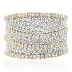 Load image into Gallery viewer, Wide Eternity Band, 14k Solid Gold, Bold Statement Cocktail Band, Natural Diamonds, Iced Out Micro Pave Ring, Two Tone Ring, Gift for her