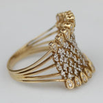 Load image into Gallery viewer, Crown Diamond Ring, 14k Solid Gold, Natural Diamonds, Pear Drop Broad Cocktail Ring, Bridal Jewelry, Statement Jewelry, Gift For Her