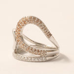 Load image into Gallery viewer, Gold Swirl Diamond Ring, 14k Solid Gold, Natural Diamond, Two-Toned Statement Jewelry, Contemporary Cluster Cocktail Ring, Gift for Her