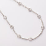 Load image into Gallery viewer, Oval Link Halo Diamond Necklace, 14k Solid Gold, Natural Diamond, Circle Station Chain Jewelry, Statement Necklace, Bridal Wedding Necklace