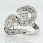 Load image into Gallery viewer, Pear Bypass Diamond Ring, 14k Solid Gold, Natural Diamond, Baguette Illusion Wide Band, Statement Cocktail Jewelry, Wrap Bridal Wedding Ring