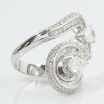 Load image into Gallery viewer, Pear Bypass Diamond Ring, 14k Solid Gold, Natural Diamond, Baguette Illusion Wide Band, Statement Cocktail Jewelry, Wrap Bridal Wedding Ring