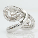 Load image into Gallery viewer, Pear Bypass Diamond Ring, 14k Solid Gold, Natural Diamond, Baguette Illusion Wide Band, Statement Cocktail Jewelry, Wrap Bridal Wedding Ring