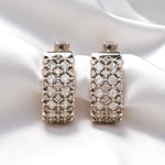 Load image into Gallery viewer, Wide Band Huggie Diamond Earrings, 14k Solid Gold, Natural Diamonds, Pavé Statement Hoop, Cocktail Party Jewelry, Wedding Earrings