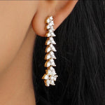 Load image into Gallery viewer, Floral Cluster Diamond Dangle Earrings, 14k Solid Gold, Natural Diamonds, Pear Drop Cocktail Jewelry, Bridal Statement Earrings