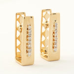 Load image into Gallery viewer, Rectangle Diamond Huggie Earrings, 14k Solid Gold, Natural Diamonds, Geometric Everyday Earrings, Statement Earrings, Minimalistic Earrings