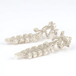 Load image into Gallery viewer, Bow Leaf Diamond Dangle Earrings, 14k Solid Gold, Natural Diamonds, Cocktail Drop Earrings, Bridal Statement Earrings, Baguette Vine Drops