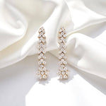 Load image into Gallery viewer, Floral Cluster Diamond Dangle Earrings, 14k Solid Gold, Natural Diamonds, Pear Drop Cocktail Jewelry, Bridal Statement Earrings