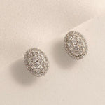 Load image into Gallery viewer, Oval Halo Diamond Stud Earrings, 14k Solid Gold, Natural Diamonds, Cluster Studs, Statement Earrings, Everyday Minimalistic Earrings