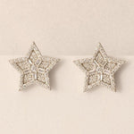 Load image into Gallery viewer, Star Diamond Stud Earrings, 14k Solid Gold, Natural Diamonds, Baguette Illusion Cluster Studs, Geometric Celestial Jewelry, Hip Hop Earrings