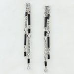 Load image into Gallery viewer, Black Onyx Diamond Dangle Earrings, 14k Solid Gold, Natural Diamonds, Geometric Linear Drop, Cocktail Statement Earrings