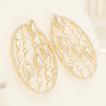 Load image into Gallery viewer, Open Circle Natural Diamond Earrings: 14k Solid Gold Halo Marquise Cocktail Studs, Statement Jewellery, Certified Jewelry