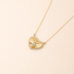 Load image into Gallery viewer, Heart Initial Medallion Diamond Necklace, 14k Solid Gold, Natural Diamonds, Everyday Halo Pendant, Personalised Letter Charm, Ready To Ship