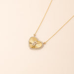 Load image into Gallery viewer, Heart Initial Medallion Diamond Necklace, 14k Solid Gold, Natural Diamonds, Everyday Halo Pendant, Personalised Letter Charm, Ready To Ship