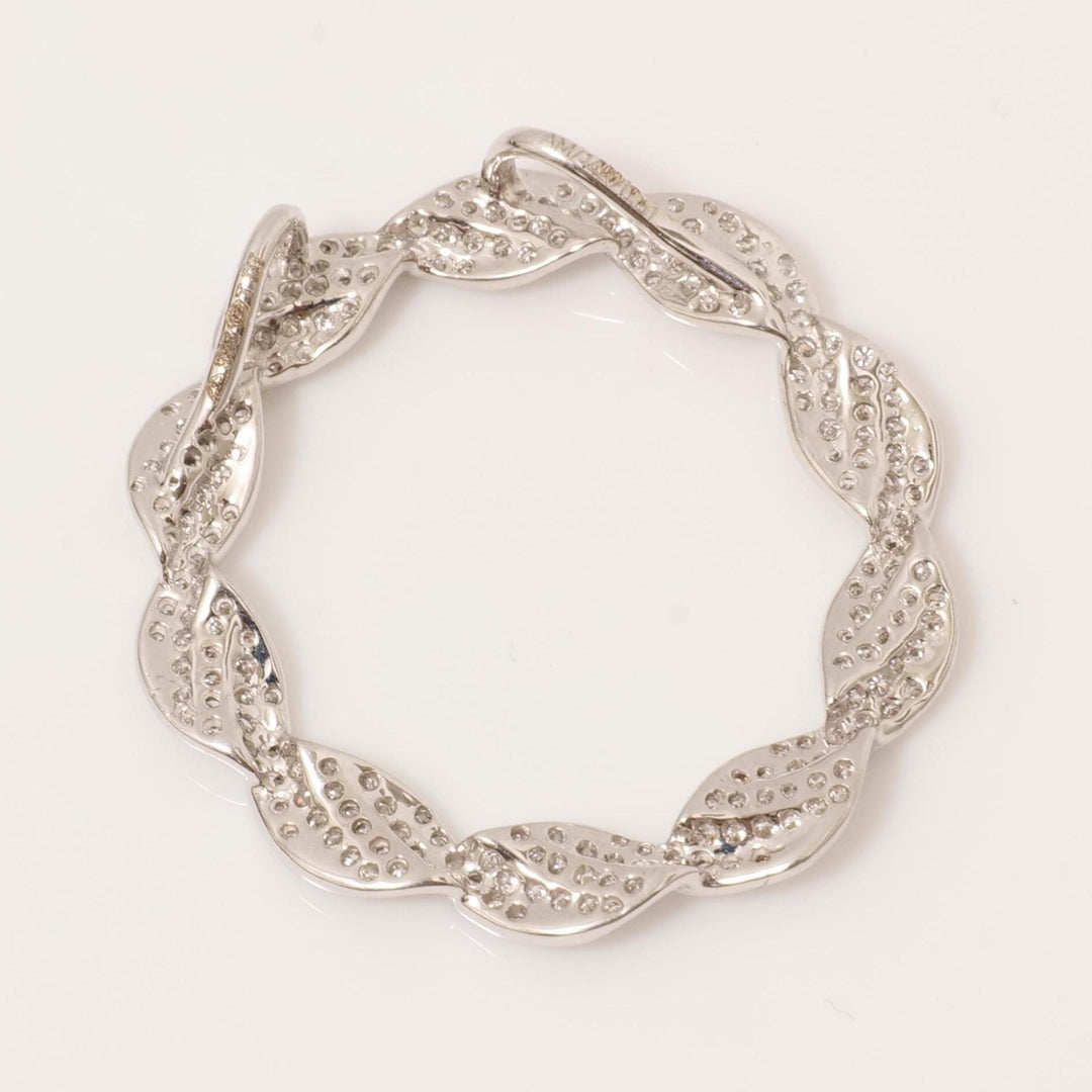 Circle Diamond Pendant, 14k Solid Gold, Natural Diamonds, Twisted Loop Necklace, Minimal Pave Statement Jewelry, Geometric Layering Pendant