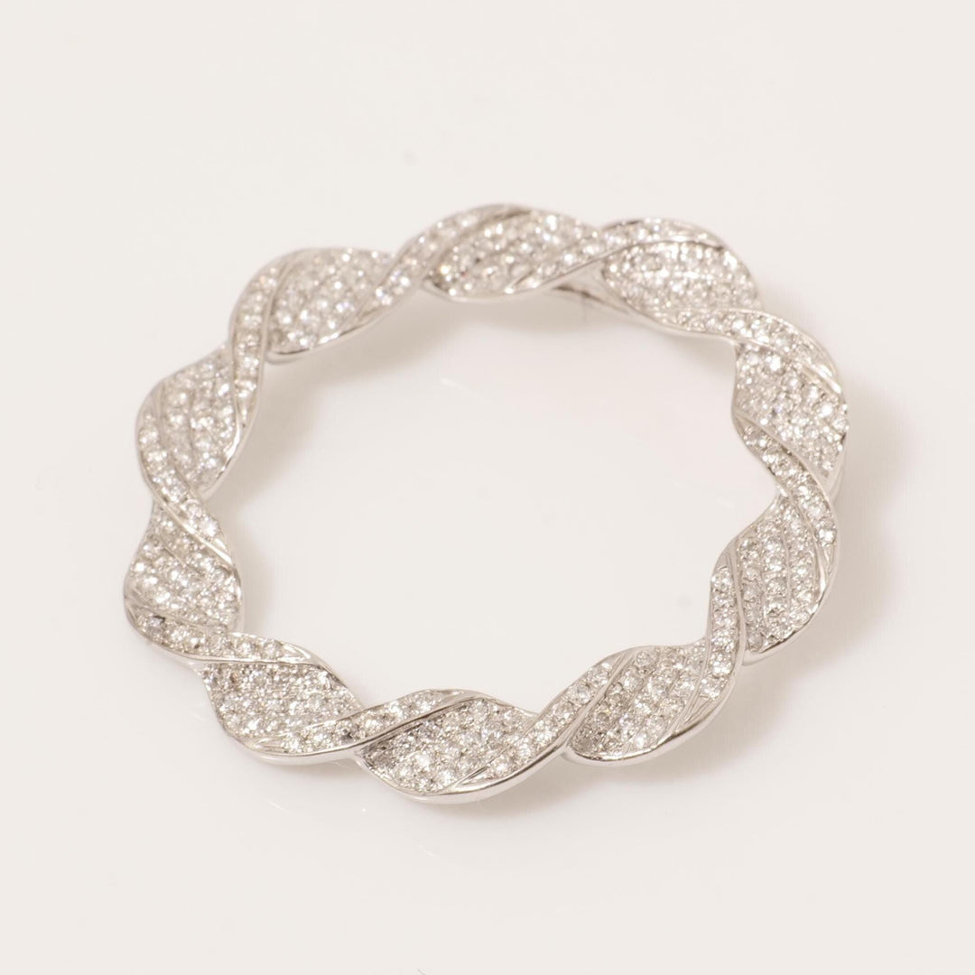 Circle Diamond Pendant, 14k Solid Gold, Natural Diamonds, Twisted Loop Necklace, Minimal Pave Statement Jewelry, Geometric Layering Pendant