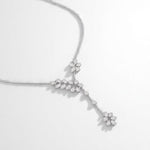 Load image into Gallery viewer, Floral Y-Drop Diamond Necklace, 14k Solid Gold, Natural Diamonds, Asymmetrical Flower Pear Shape Jewelry, Bridal Statement Necklace