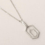 Load image into Gallery viewer, Hexagonal Diamond Pendant Necklace, 14k Solid Gold, Natural Diamonds, Double Halo Statement Pendant, Geometric Stacking Chain Jewelry