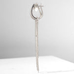 Load image into Gallery viewer, Linear Drop Earrings, 14k Solid Gold, Natural Diamonds, Long Geometric Dangles, Two Way Minimalistic Earrings, Modern Statement Jewelry