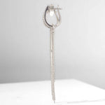 Load image into Gallery viewer, Linear Drop Earrings, 14k Solid Gold, Natural Diamonds, Long Geometric Dangles, Two Way Minimalistic Earrings, Modern Statement Jewelry