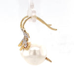 Load image into Gallery viewer, Floral Pearl Drop Diamond Earrings, 14k Solid Gold, Natural Diamonds, Bridal Statement Jewelry, Two Toned Earrings, Minimalistic Earrings