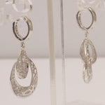 Load image into Gallery viewer, Teardrop Diamond Dangle Earrings, 14k Solid Gold, Natural Diamonds, Open Lattice Drop Jewelry, Bridal Statement Earrings, Modern Dangles