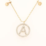 Load image into Gallery viewer, Personalized Disc Initial Necklace, 14k Solid Gold, Natural Diamond, Everyday Layering Pendant, Custom Minimal Letter pendant, Ready To Ship