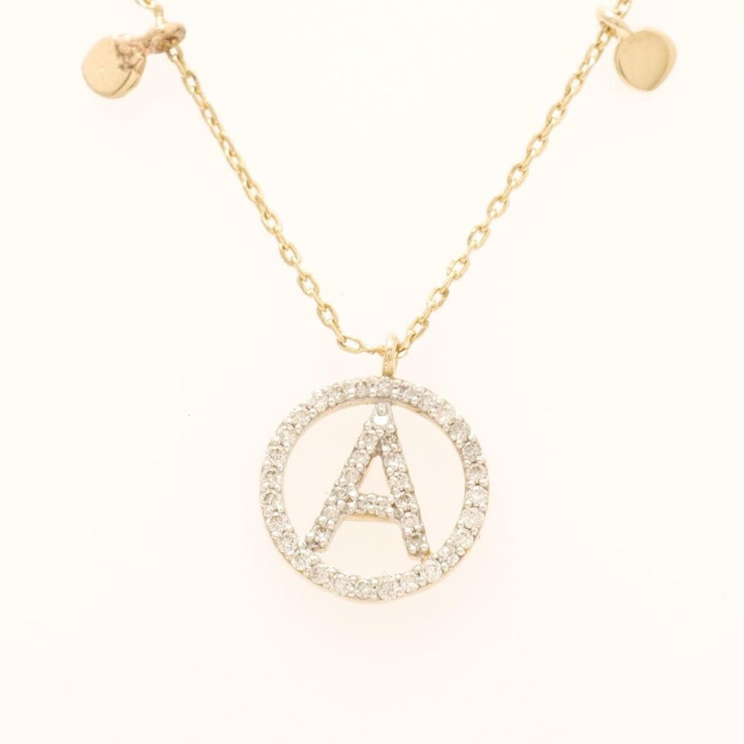 Personalized Disc Initial Necklace, 14k Solid Gold, Natural Diamond, Everyday Layering Pendant, Custom Minimal Letter pendant, Ready To Ship