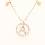 Load image into Gallery viewer, Personalized Disc Initial Necklace, 14k Solid Gold, Natural Diamond, Everyday Layering Pendant, Custom Minimal Letter pendant, Ready To Ship