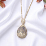 Load image into Gallery viewer, RainDrop Diamond Necklace, 14k Solid Gold, Natural Diamond, Blue Sapphire Gemstone Pendant, Statement Pendant, Cocktail Iced Out Jewelry