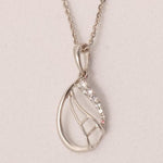 Load image into Gallery viewer, Teardrop Diamond Necklace, 14k Solid Gold, Natural Diamond, Minimalistic Stackable Pendant, Abstract Layer Necklace, Openwork Pavé Jewelry