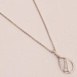 Load image into Gallery viewer, Teardrop Diamond Necklace, 14k Solid Gold, Natural Diamond, Minimalistic Stackable Pendant, Abstract Layer Necklace, Openwork Pavé Jewelry