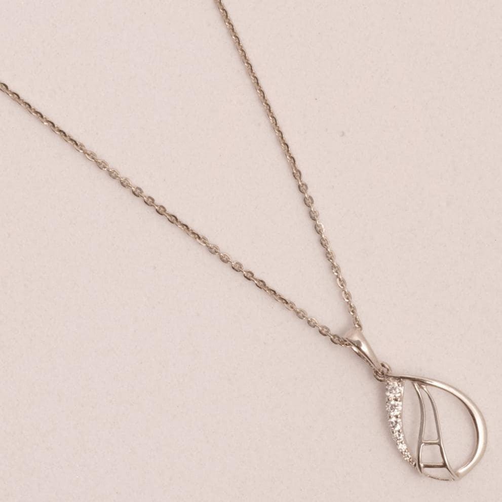 Teardrop Diamond Necklace, 14k Solid Gold, Natural Diamond, Minimalistic Stackable Pendant, Abstract Layer Necklace, Openwork Pavé Jewelry