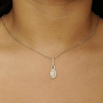 Load image into Gallery viewer, Halo Eye Illusion Diamond Pendant Necklace, 14k Solid Gold, Natural Diamonds, Marquise Cluster Chain Pendant, Minimalist Stackable Jewelry