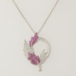 Load image into Gallery viewer, Leaf Diamond Pendant Necklace, 14k Solid Gold, Natural Diamonds, Floral Gemstone Jewelry, Geometric Statement Chain Pendant, Bridal Necklace