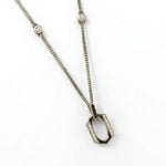 Load image into Gallery viewer, Hexagonal Enamel Diamond Pendant Necklace, 14k Solid Gold, Natural Diamonds, Geometric Stacking Station Chain Pendant, Minimalist Jewelry