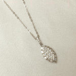 Load image into Gallery viewer, Eye Shape Diamond Pendant Necklace, 14k Solid Gold, Natural Diamonds, Baguette Cluster Stacking Chain Jewelry, Minimalist Layering Necklace